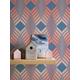 Grafiktapete Blau, Rot, Rosa | Vintage-Tapete Retro Muster Geometrisch Vlies | Küche Schlafzimmer Wohnzimmer Bad | 8,50 m x 0,53 m