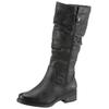 Winterstiefel MUSTANG SHOES, Damen, Gr. 37, Normalschaft, grau (dunkelgrau), Lederimitat, used, modisch, Schuhe, Langschaftstiefel, Blockabsatz, mit Raffungen am slouchy Schaft