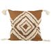 16" Camel Brown Boho Square Cotton Throw Pillow with Tassels
