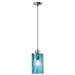 River of Goods Robbie 6-Inch Blue Palm Leaf Textured Glass Pendant Light - 6" x 6" x 13/78"