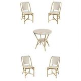 Home Square 5-Piece Set with Bistro Table & 4 Dining Chairs in Beige & White