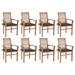Anself Dining Chairs 8 pcs with Taupe Cushions Solid Teak Wood