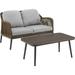 HomeStock African Artistry 2Pc Outdoor Wicker Conversation Set Light Gray/Light Brown - Loveseat & Coffee Table