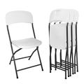 Outdoor Folding Chairs Set of 4 Portable Foldable Chair Plastic Chairs Stackable Bulk Folding Dining Chairs for Home Office Indoor Outdoor Events White
