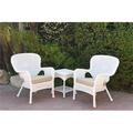 Jeco W00213-2-CES006 Windsor White Wicker Chair & End Table Set with Tan Cushion