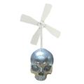 Warkul Skull Windmill Garden Skull Decor Halloween Metal Wind Skull Whirligig Decoration Wind Spinner Halloween Metal Decoration Windmill Yard Lawn Ornament