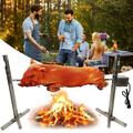 iMeshbean Large Stainless Steel BBQ Rotisserie Kit 25W Height Adjustable Heavy Universal Complete Grill Rotisserie Spit Charcoal Rod Motor Kit Max 90LB Cooker Grill for Picnic Outdoor