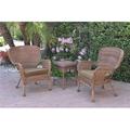 Jeco W00212-2-CES007 Windsor Honey Wicker Chair & End Table Set with Brown Cushion