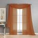 3 Piece Sheer Panel (2 Pieces 58 x 84 ) and Scarf Window (1 Pieces 37 x 216 ) Curtain Combo Set (Rust Brown)