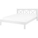 Modern eu King Size Wooden Bed Frame 5ft3 White Headboard Slats Tannay - White