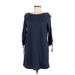 She + Sky Casual Dress - Shift: Blue Solid Dresses - Women's Size Medium