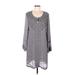 Calypso St. Barth Casual Dress - Shift Scoop Neck Long sleeves: Gray Print Dresses - Women's Size Medium