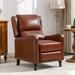 Lark Manor™ Archibaldo Recliner Stain Resistant/Genuine Leather/Water Resistant in Black/Brown | 41 H x 26.8 W x 35 D in | Wayfair