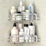 Rebrilliant Massaline Adhesive Shower Caddy Stainless Steel/Metal in Gray | 8.65 W x 8.65 D in | Wayfair 9360971400FC47B89CA75A92ACF09006