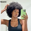 Newmi-Perruque Afro Naturelle Crépue et Bouclée Cheveux Courts Coupe Pixie pour Femme Noire