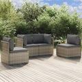 Gecheer 4 Piece Patio Set with Cushions Gray Poly Rattan