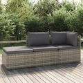 Gecheer 3 Piece Patio Set with Cushions Gray Poly Rattan
