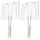 2pcs Grill Basket Fish Grilling Basket Barbecue Grilling Accessory Grilling Meat Clip