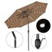 10FT LED Solar Umbrella Market Steel Tilt and Crank for Outdoor Patio Tan Color