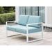 Royalcraft Patio Furniture Aluminum Outdoor Loveseat All-Weather Patio Sofa Modern Metal Couch Chair with Removable Water-Resistant Cushions (White)