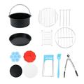 1 Set of 12PCS Air Fryer Accessories Set 8 Inches BBQ Basket Grill Kit Pizza Plate Food Box Kit Universal Luxury Air Fryer Accessory for Home Kitchen (Assorted Color)