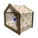 Floral Pet House Rose Florets with Classic Graphic Lace Feminine Retro Oriental Motif Outdoor & Indoor Portable Dog Kennel with Pillow and Cover 5 Sizes Sand Brown White by Ambesonne