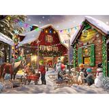 Vermont Christmas Company Christmas Corner Jigsaw Puzzle 1000 Piece - Holiday Puzzles for Adults & Families - Randomly Shaped Pieces