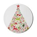 YhbSmt Christmas Mouse Pad for Computers New Year Theme Popular Seasonal Traditional Ornaments and Star with Tree Topper Round Non-Slip Thick Rubber Modern Gaming Mousepad 8 Round Green Red