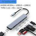 USB C Hub USB C Multi-Port Adapter Docking Station Aluminum Alloy USB C to HDMI Hub Dongle SD/TF Card Reader Compatible with MacBook Pro/Air XPS and More Type C Devices