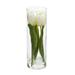 Nearly Natural 1596-WH Tulips Artificial Arrangement in Glass Vase - White