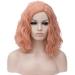 Unique Bargains Wigs for Women 16 Rose Gold Tone Curly Wig with Wig Cap