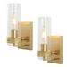Harper 4.5 1-Light Coastal Minimalist Iron/Glass LED Sconce Brass Gold/Clear (Set of 2)