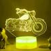 YSTIAN 3D Motorcycle car Night Light Lamp Illusion 7 Color Changing Touch Switch Table Desk Decoration Lamps Acrylic Flat ABS Base USB Cable Birthday Gift Toys