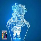YSTIAN 3D Astronaut Spaceman Night Light Lamp Illusion Night Light 16 Color Changing Table Desk Decoration Lamps Gift with Acrylic Flat ABS Base USB Cable Toy
