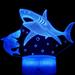 YSTIAN 3D Shark Fish Night Light Lamp Illusion Night Light 7 Color Changing Touch Switch Table Desk Decoration Lamps Gift Acrylic Flat ABS Base USB Cable Toy