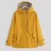 Baqcunre Women s Fashion Waterproof Sunscreen Outdoor Hooded Hardshell Jacket Sports & Outdoors Rain Jacket Women Long Coat Women Womens Winter Coats Yellow L