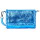aleva Women's Handtasche aus Metallic-Leder Damen Shopper, Blau