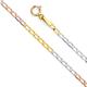 14ct Yellow Gold White Gold and Rose Gold Figaro Open 1.8mm Necklace Jewelry Gifts for Women - 51 Centimeters