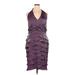 Adrianna Papell Cocktail Dress - Party V-Neck Sleeveless: Purple Solid Dresses - Women's Size 14