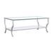 Latitude Run® Rectangular Coffee Table w/ Mirrored Shelf in Chrome & Clear Metal in Gray | 19.75 H x 46.85 W x 23.9 D in | Wayfair