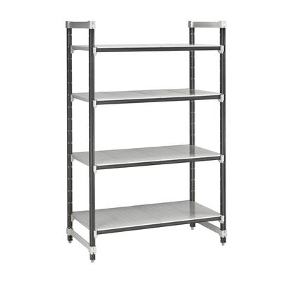 Cambro EXU187264S4480 72" NSF 4-Tier Polymer Shelf Kit - Camshelving Elements XTRA, 18"W, 64"H, Gray