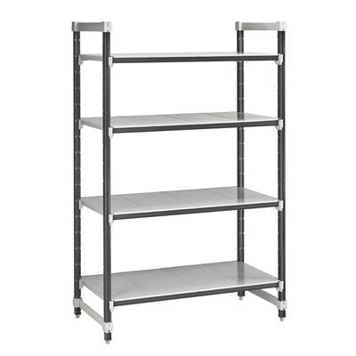 Cambro EXU214272S4480 42" NSF 4-Tier Polymer Shelf Kit - Camshelving Elements XTRA, 21"W, 72"H, Gray