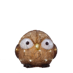 LED Eule mit offenen Augen Acryl Tierfigur Gartenfigur H: 21cm