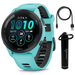 Garmin Forerunner 265 Music GPS Running Smartwatch Aqua with AMOLED 1.3 in Touchscreen Display with Wearable4U Power Bank Bundle