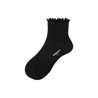 Women's Lightweight Frill Quarter Socks - Black - Large - Bombas