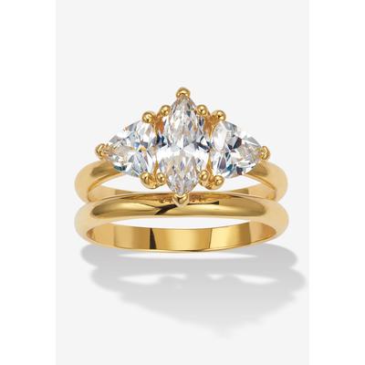 Women's 2 Tcw Marquise Cubic Zirconia 14K Yellow Gold-Plated Bridal Ring Set by PalmBeach Jewelry in Gold (Size 8)
