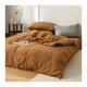 MZP Class A Jersey knitted 100% cotton Quilt/Duvet Cover with Fitted Sheet 4 Piece Set Full/Queen King Twin Double Solid color Bedding Bed Sheet Set (Color : Brown, Size : 220x240-180x200cm)