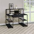 Latitude Run® Mattingly Office Desk w/ Open Shelves & Hutch Wood/Metal in Black | 41.5 H x 47.5 W x 24.5 D in | Wayfair