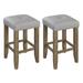 Red Barrel Studio® Chapin Gray & Oak Backless Counter Height Stools Wood/Upholstered/Leather in Brown/Gray | 25.5 H x 16.5 W x 16.5 D in | Wayfair
