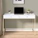 Everly Quinn Kindelle 2-Drawer Writing Desk Wood/Metal in White | 31.5 H x 47.5 W x 20.5 D in | Wayfair 26E389E4DC914F82B09A1A52A6032C77